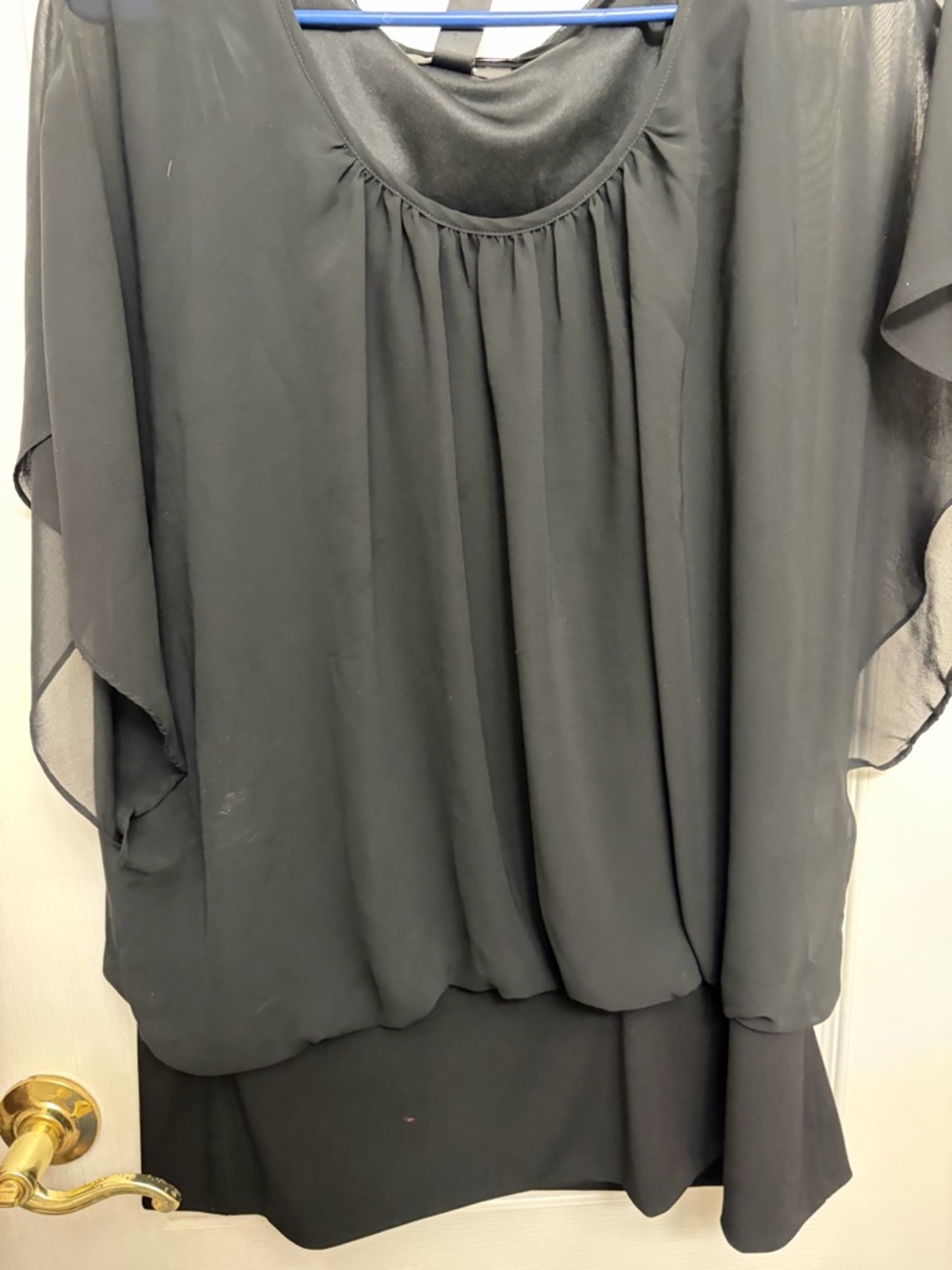 Black Flowing Chiffon Overlay  Top